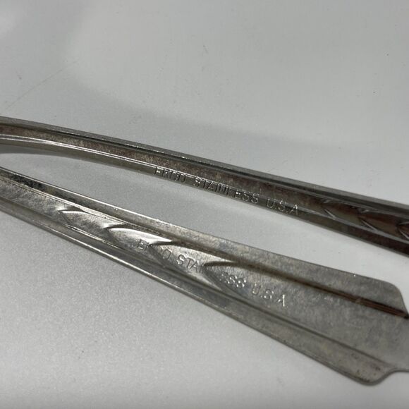 Lot of 2 Vtg EKCO Stainless USA Serving Cocktail Fork Mid-Century Flatware - Picture 6 of 6